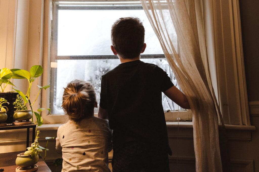 Waking up to check for snow, with the inevitable “Is school cancelled today?!”